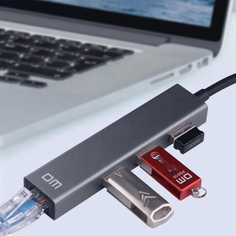 DM CHB011 USB to RJ45 100Mbps Ethernet ve USB Çoklayıcı Dönüştürücü - 4