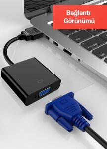 DM CHB020 HDMI to VGA Dişi Çevirici Adaptör Siyah - 4