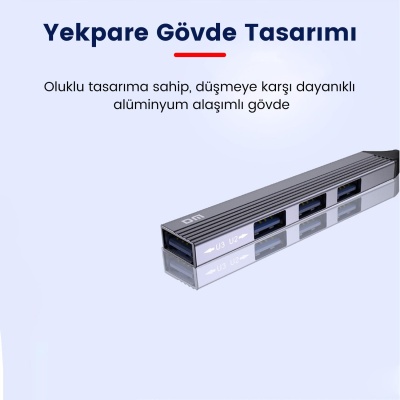 DM CHB057 USB Type-C to 4 Portlu 3*USB 2.0 1*USB 3.0 Hub Çoklayıcı 1 Metre - 2