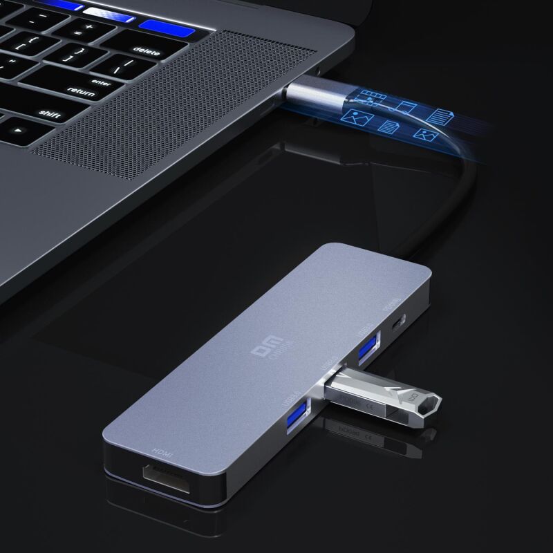 DM CHB058 Type-C to 4K HDMI 3*USB 3.0 PD Hub Dönüştürücü - 5