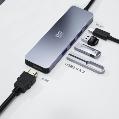 DM CHB058 Type-C to 4K HDMI 3*USB 3.0 PD Hub Dönüştürücü - 6