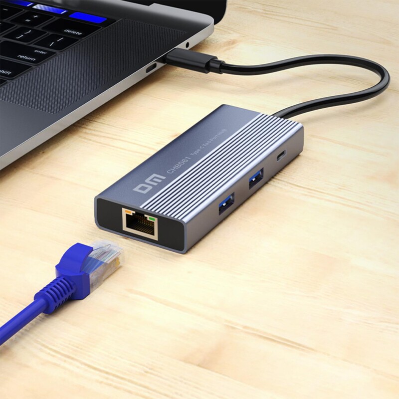 DM CHB061 Type-C to 4K HDMI 3*USB3.0 Gigabit Ethernet PD 60W Çoklayıcı Hub - 5