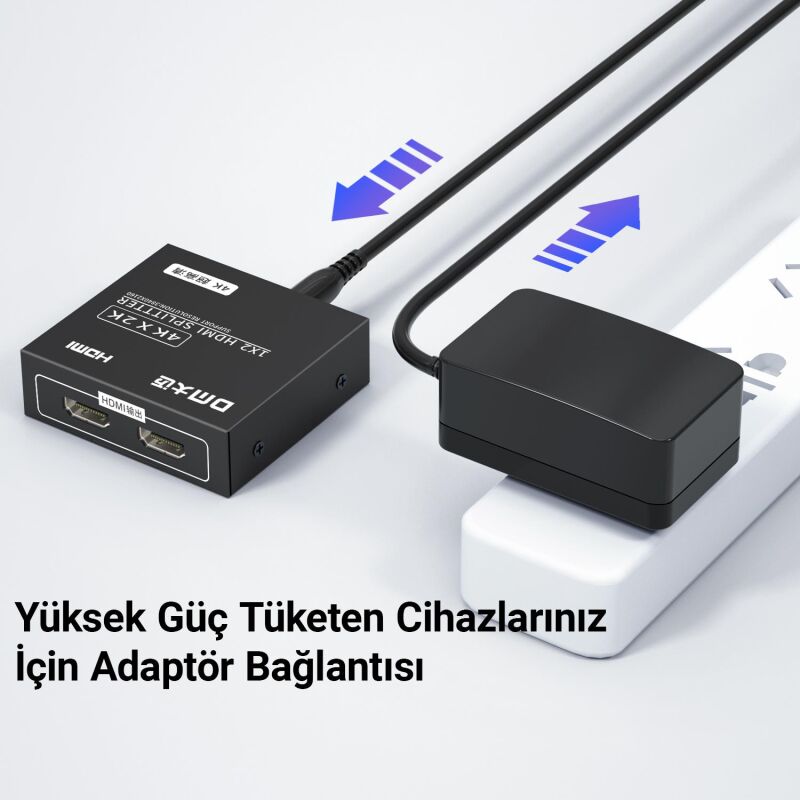 DM CHB078 4K 30Hz 1 Giriş 2 Çıkış HDMI Splitter Çoklayıcı - 6