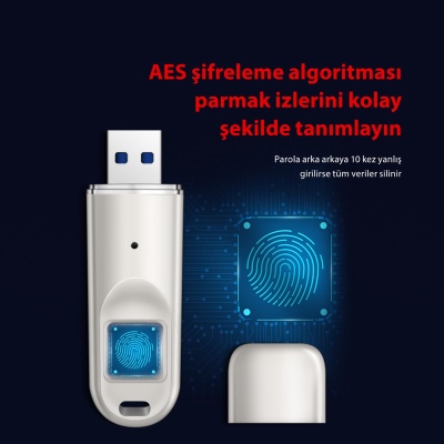 DM FD069 Parmak İzi Okuyuculu Şifreli USB 3.0 64GB Flash Bellek - 3