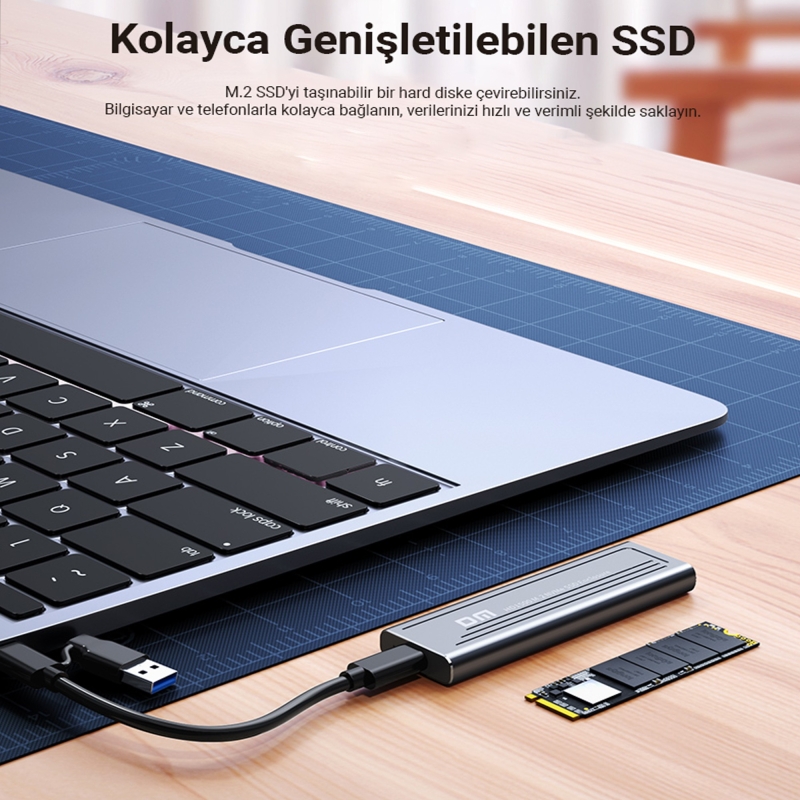 DM HD1500 10Gbps Type-C 3.2 Gen 2 M / B&M Key M.2 NVMe SSD Kutusu - 6