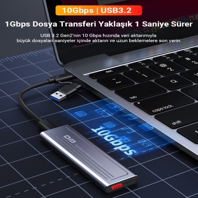 DM HD1500 10Gbps Type-C 3.2 Gen 2 M / B&M Key M.2 NVMe SSD Kutusu - 4