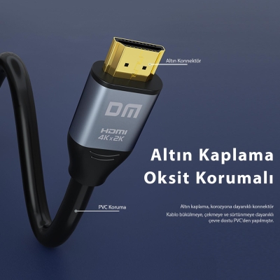 DM HI001 4K 60Hz HDMI 2.0 Görüntü ve Ses Aktarım Kablosu 1.5 Metre - 4