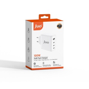 Juo 100W 4 Portlu USB-C + USB-A GaN Şarj Aleti iPhone & Macbook & Notebook Uyumlu PD Type-C Hızlı Şarj Cihazı Beyaz - 7