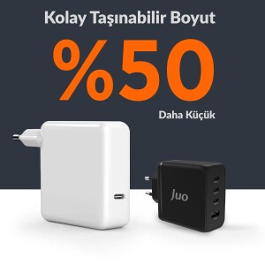 Juo 100W 4 Portlu USB-C + USB-A GaN Şarj Aleti iPhone & Macbook & Notebook Uyumlu PD Type-C Hızlı Şarj Cihazı Siyah - 4