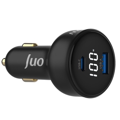 Juo 100W Led Ekranlı Type-C + USB-A Araç Şarj Aleti iPhone & Android & Notebook Araç içi Şarj Cihazı - 1