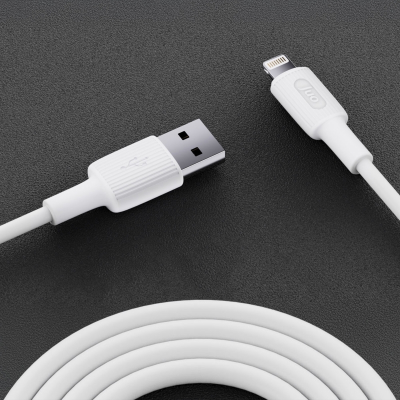 Juo 12W 2.4A USB-A to Lightning iPhone iPad Silikon Hızlı Şarj ve Data Kablosu Beyaz 1 Metre - 4