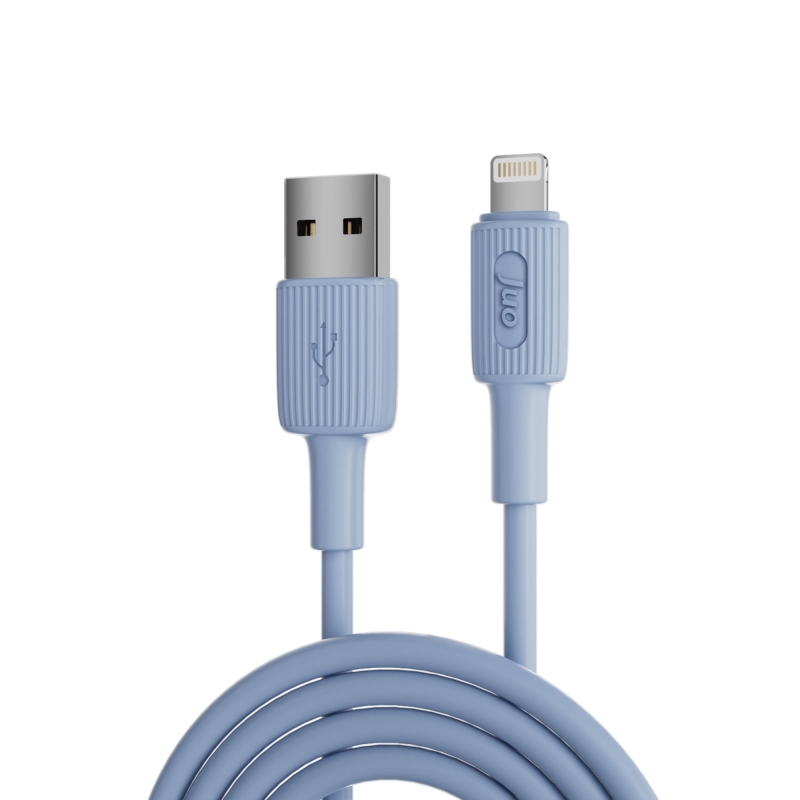 Juo 12W 2.4A USB-A to Lightning iPhone iPad Silikon Hızlı Şarj ve Data Kablosu Mavi 1 Metre - 1