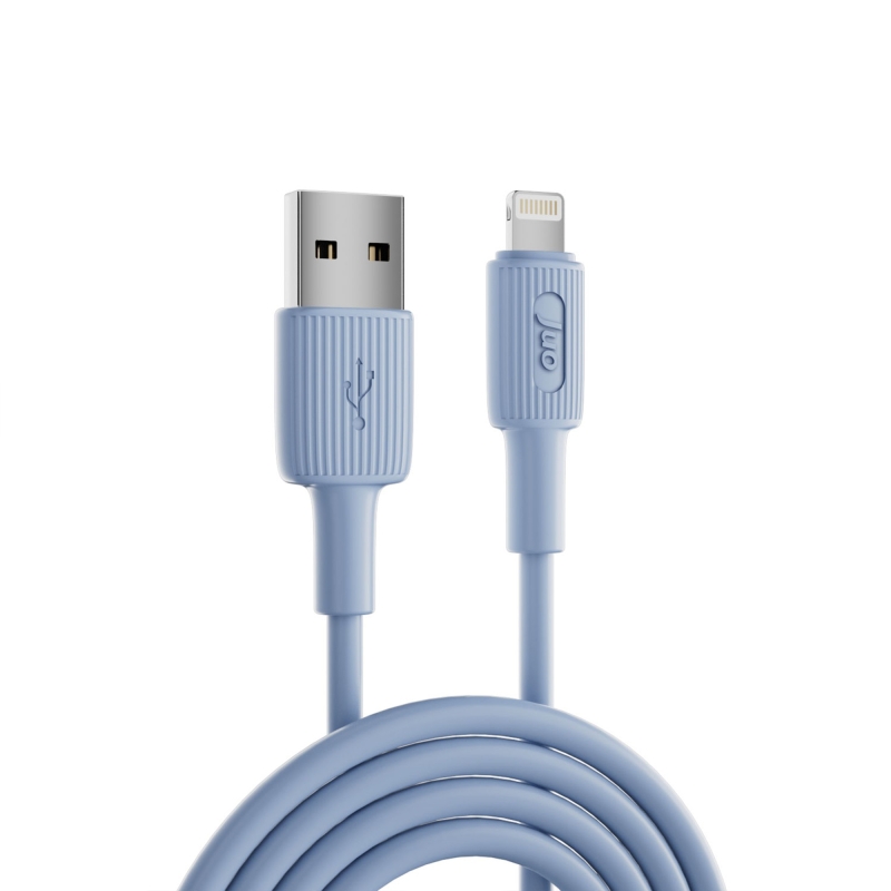 Juo 12W 2.4A USB-A to Lightning iPhone iPad Silikon Hızlı Şarj ve Data Kablosu Mavi 1 Metre - 5