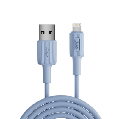 Juo 12W 2.4A USB-A to Lightning iPhone iPad Silikon Hızlı Şarj ve Data Kablosu Mavi 1 Metre - 6