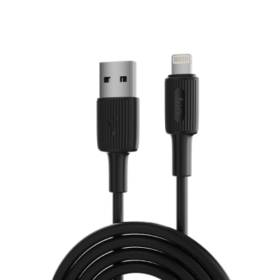 Juo 12W 2.4A USB-A to Lightning iPhone iPad Silikon Hızlı Şarj ve Data Kablosu Siyah 1 Metre - 1