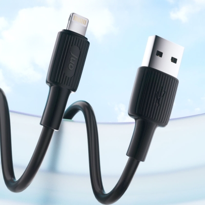 Juo 12W 2.4A USB-A to Lightning iPhone iPad Silikon Hızlı Şarj ve Data Kablosu Siyah 1 Metre - 2