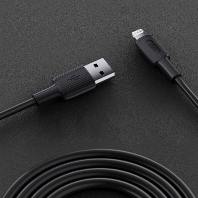 Juo 12W 2.4A USB-A to Lightning iPhone iPad Silikon Hızlı Şarj ve Data Kablosu Siyah 1 Metre - 4