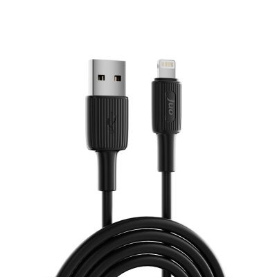 Juo 12W 2.4A USB-A to Lightning iPhone iPad Silikon Hızlı Şarj ve Data Kablosu Siyah 1 Metre - 5