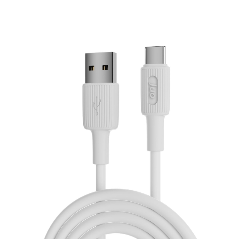 Juo 12W USB-A to Type-C Silikon Hızlı Şarj ve Data Kablosu Beyaz 1 Metre - 1