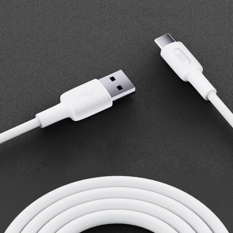 Juo 12W USB-A to Type-C Silikon Hızlı Şarj ve Data Kablosu Beyaz 1 Metre - 4