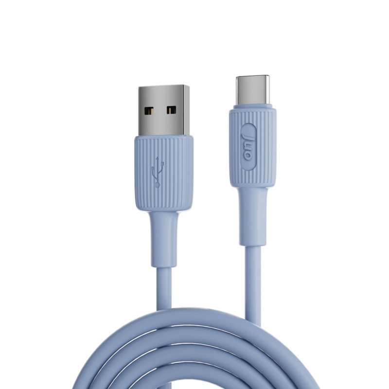 Juo 12W USB-A to Type-C Silikon Hızlı Şarj ve Data Kablosu Mavi 1 Metre - 1