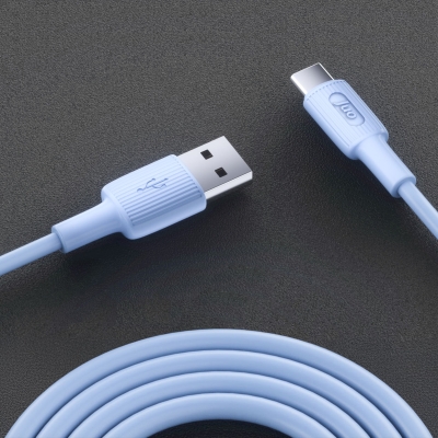 Juo 12W USB-A to Type-C Silikon Hızlı Şarj ve Data Kablosu Mavi 1 Metre - 4