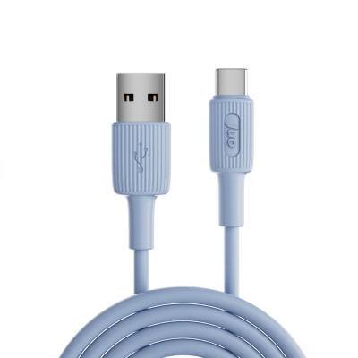 Juo 12W USB-A to Type-C Silikon Hızlı Şarj ve Data Kablosu Mavi 1 Metre - 6