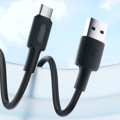 Juo 12W USB-A to Type-C Silikon Hızlı Şarj ve Data Kablosu Siyah 1 Metre - 2