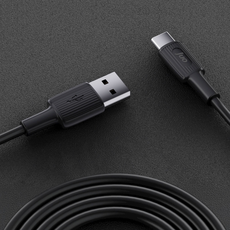 Juo 12W USB-A to Type-C Silikon Hızlı Şarj ve Data Kablosu Siyah 1 Metre - 4