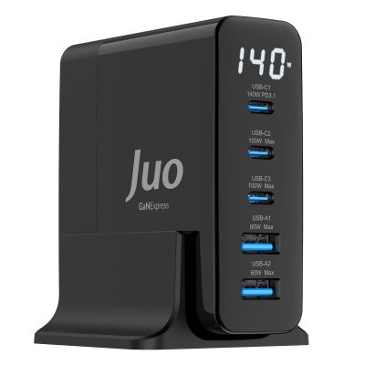 Juo 140W GaN PD 3.1 Masaüstü Hızlı Şarj Cihazı 3 Type-C + 2 USB-A iPhone & MacBook & Laptop Uyumlu Şarj Aleti - 1