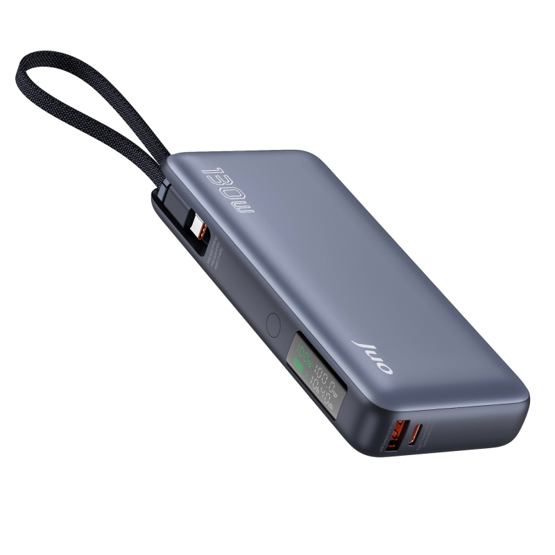 Juo 20000mAh 130W LED Ekranlı USB-A + Type-C Kablolu Powerbank Taşınabilir Hızlı Şarj Cihazı - 1