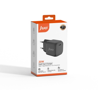 Juo 20W GaN USB-C Şarj Aleti iPhone & iPad & Android Uyumlu PD QC4.0 Type-C Hızlı Şarj Cihazı Siyah - 8