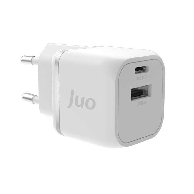 Juo 20W GaN USB-C + USB-A Şarj Aleti iPhone & iPad & Android Uyumlu PD QC4.0 Type-C Hızlı Şarj Cihazı Beyaz - 1