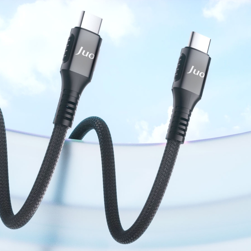 Juo 240W 5A E-Mark Çipli Örgülü USB PD Type-C to Type-C Hızlı Şarj ve Data Kablosu 1 Metre - 2