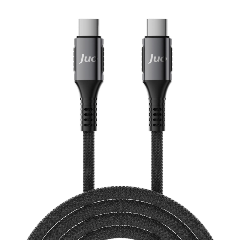 Juo 240W 5A E-Mark Çipli Örgülü USB PD Type-C to Type-C Hızlı Şarj ve Data Kablosu 1 Metre - 5