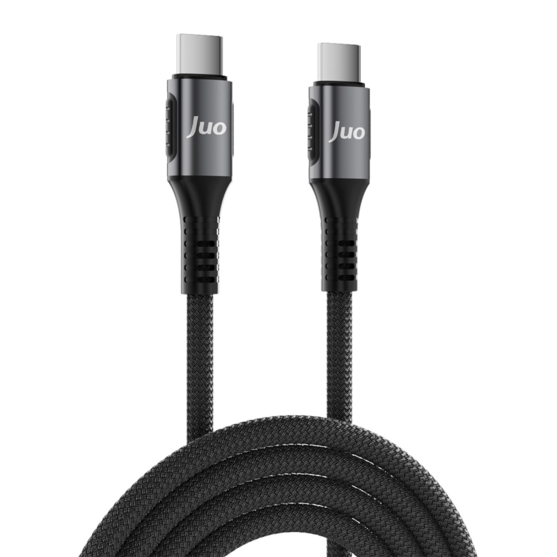 Juo 240W 5A E-Mark Çipli Örgülü USB PD Type-C to Type-C Hızlı Şarj ve Data Kablosu 1 Metre - 6