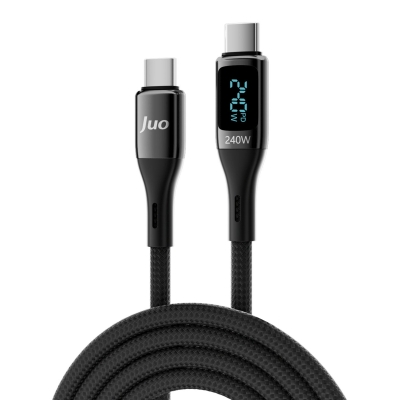 Juo 240W Dijital Led Ekranlı E-Mark Çipli PD 3.1 USB Type-C to Type-C Hızlı Şarj ve Data Kablosu 1 Metre - 1