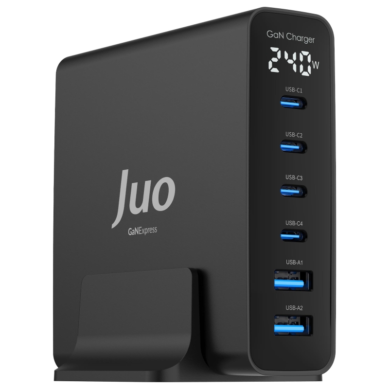 Juo 240W GaN PD 3.1 Masaüstü Hızlı Şarj Cihazı 4 Type-C + 2 USB-A iPhone & MacBook & Laptop Uyumlu Şarj Aleti - 1