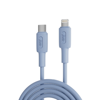 Juo 27W USB Type-C to Lightning iPhone iPad Silikon Hızlı Şarj ve Data Kablosu Mavi 1 Metre - 1