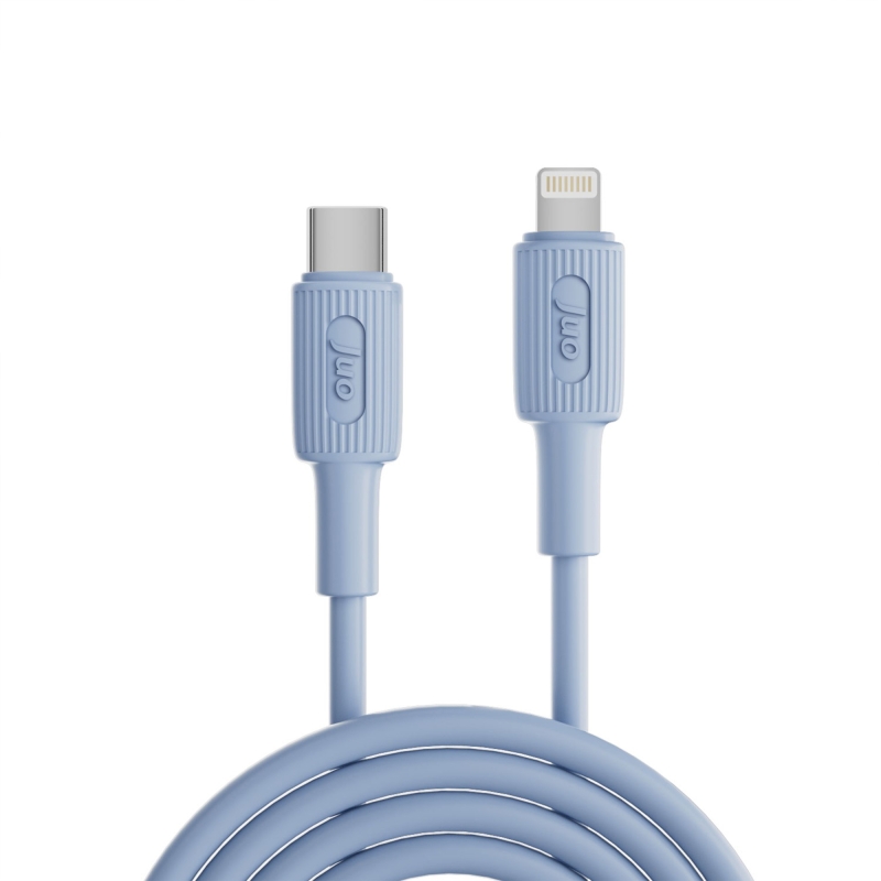 Juo 27W USB Type-C to Lightning iPhone iPad Silikon Hızlı Şarj ve Data Kablosu Mavi 1 Metre - 6