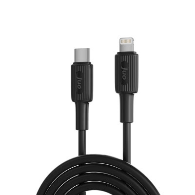 Juo 27W USB Type-C to Lightning iPhone iPad Silikon Hızlı Şarj ve Data Kablosu Siyah 1 Metre - 1