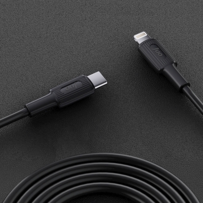 Juo 27W USB Type-C to Lightning iPhone iPad Silikon Hızlı Şarj ve Data Kablosu Siyah 1 Metre - 4