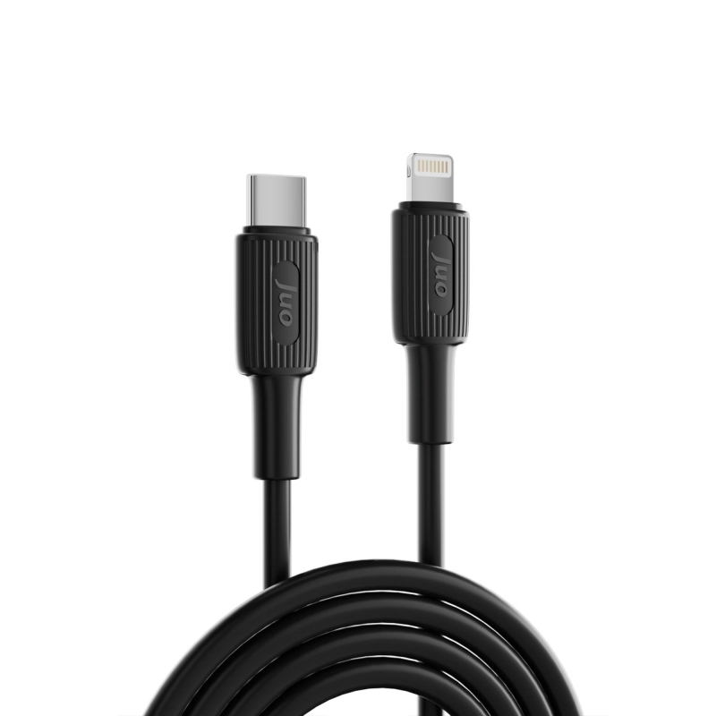 Juo 27W USB Type-C to Lightning iPhone iPad Silikon Hızlı Şarj ve Data Kablosu Siyah 1 Metre - 5