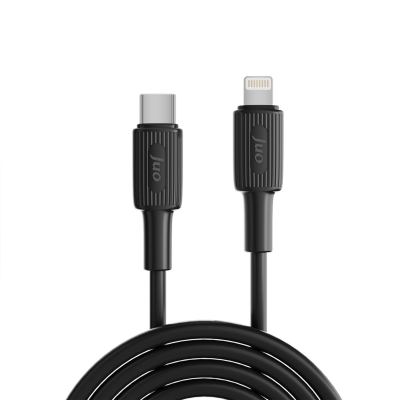 Juo 27W USB Type-C to Lightning iPhone iPad Silikon Hızlı Şarj ve Data Kablosu Siyah 1 Metre - 6