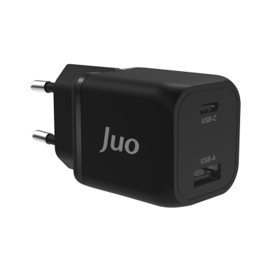 Juo 35W GaN USB-C + USB-A Şarj Aleti iPhone & iPad & Samsung PPS Uyumlu PD QC4.0 Type-C Hızlı Şarj Cihazı Siyah - 1