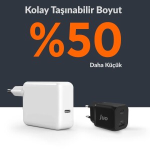 Juo 35W GaN USB-C + USB-A Şarj Aleti iPhone & iPad & Samsung PPS Uyumlu PD QC4.0 Type-C Hızlı Şarj Cihazı Siyah - 5