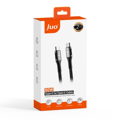 Juo 60W USB Type-C to Type-C Örgülü PD Hızlı Şarj ve Data Kablosu 1 Metre - 7