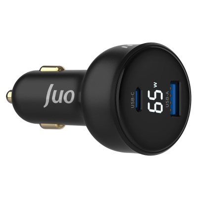 Juo 65W Led Ekranlı Type-C + USB-A Araç Şarj Aleti iPhone & Android & Notebook Araç içi Şarj Cihazı - 2