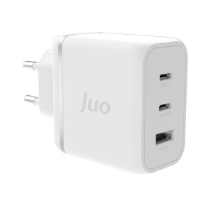 Juo 65W USB-C + USB-A 3 Portlu GaN Şarj Aleti iPhone & Macbook & Notebook Uyumlu PD Type-C Hızlı Şarj Cihazı Beyaz - 1