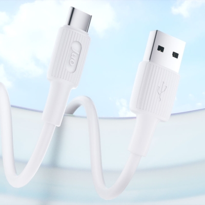 Juo 66W USB-A to USB Type-C Silikon Hızlı Şarj ve Data Kablosu Beyaz 1 Metre - 2